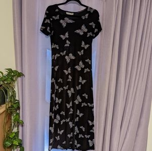 SOLD Vintage '90s Butterfly Midi Or Maxi Dress Fairy Grunge Hippie stretch s/m